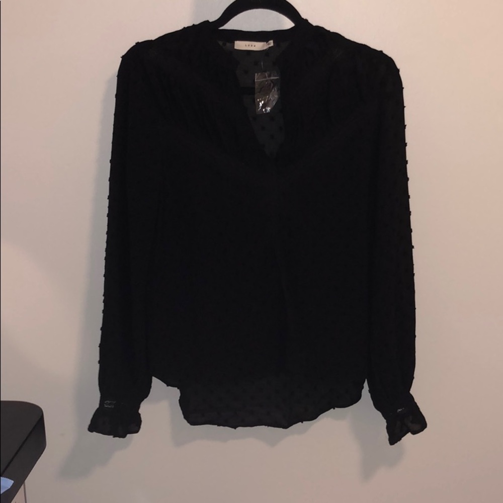 Black polka dot blouse